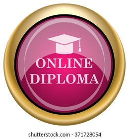 Online diploma icon. Internet button on white background. EPS10 vector.