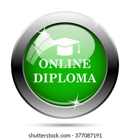 Online diploma icon. Internet button on white background. EPS10 vector. 