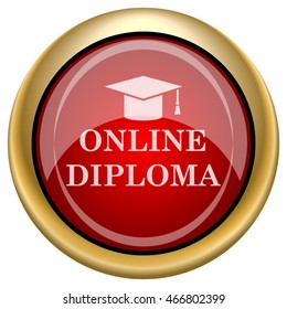 Online diploma icon. Internet button on white background. EPS10 vector.