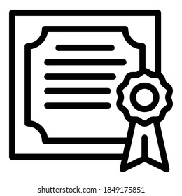 Online diploma icon. Outline online diploma vector icon for web design isolated on white background