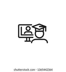 Online diploma line icon. Distance learning, e-learning, online courses. Graduation concept. Vector illustration can be used for topics like education, technology, internet