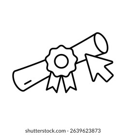 Online Diploma Line Icon. E-learning, Education, Teaching, Online Study Icons Editable Stroke Vector Illustration