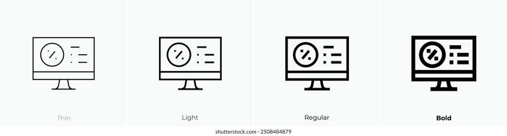 online discount icon. Thin, Light Regular And Bold style design isolated on white background