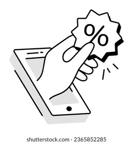 Online discount offer, premium doodle icon 