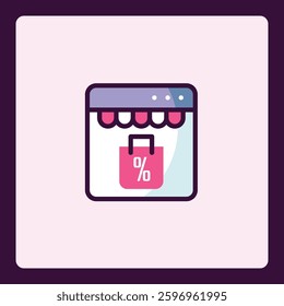 Online discount shopping stylized icon representing promotional offers