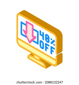 descuentos en línea vector de iconos isométricos. firma de descuentos en línea. ilustración de símbolo aislado