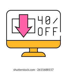 online discounts line icon vector. online discounts sign. isolated symbol illustration