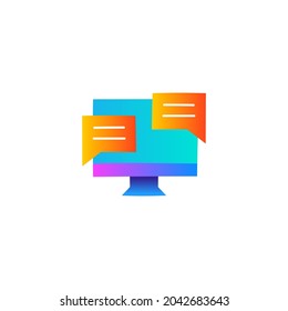 Icono de Discusión en línea en estilo de color degradado, aislado en fondo blanco 