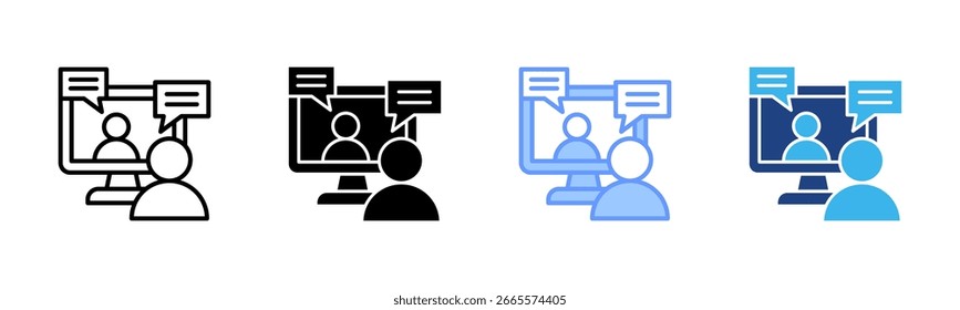 Online Discussion icon set multiple style collection