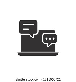 Online discussion icon, solid style.
Online group discussion concept with 2 people. Vector illustration. Design on white background. EPS 10
