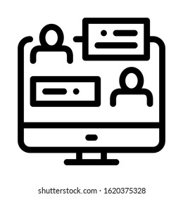 Online Discussion Icon Vector. Outline Online Discussion Sign. Isolated Contour Symbol Illustration