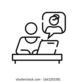 Online discussion line icon, concept sign, outline vector illustration, linear symbol.