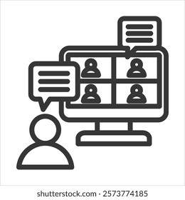 Online Discussion Outline Icon Vector Illustration