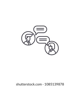online discussion vector line icon, sign, illustration on background, editable strokes