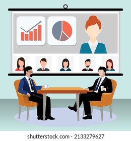 Online discussions and presentations. Great illustration for company, business, web, social media etc