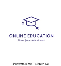 Online distance Education, Homeschooling, e-learning,tutorials, courses icon, logo, symbol, sign. Vector illustration in thin flat style.