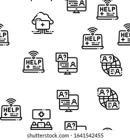 Online Doctor Advice Seamless Pattern Vector Thin Line. Illustrations