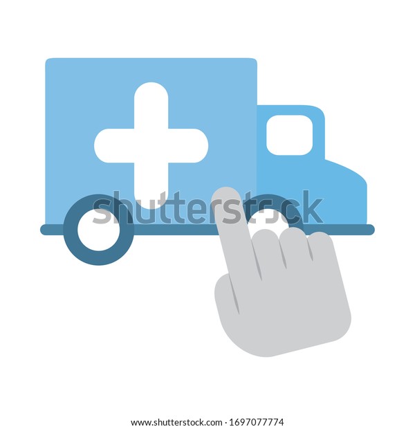 online doctor, ambulance\
transport medical app digital covid 19 vector illustration, flat\
style icon