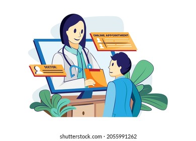 Online doctor appointment Illustration concept. Flat illustration isolated on white background.