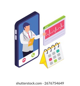 Online Doctor Appointment isometrische Vektorgrafik.