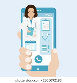 Online Doctor and calendar medical booking application smartphone.
