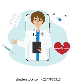 online doctor consultation concept Vector Stock Illustration