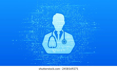 Online Doctor consultation icon. Online healthcare and medical advise medical banner. Telemedicine. E-health. Blue medical background made with cross shape symbol. Vector illustration.