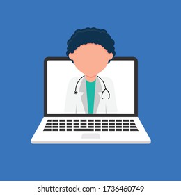 Online Doctor  flat icon. Professional consultation. Healthcare services, Ask a doctor , vector illustration