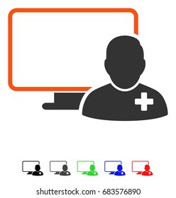 Online Doctor flat vector illustration with colored versions. Color online doctor icon variants with black, gray, green, blue, red.