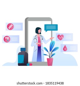 Online Doctor, health, patient, hospital, medical. Vector gradient illustration