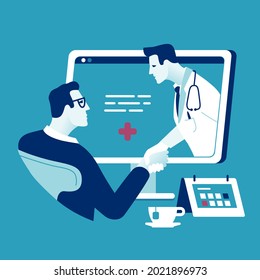 Online doctor. Online health service.  Business vector illustration.