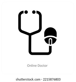 online doctor and doctor icon concept