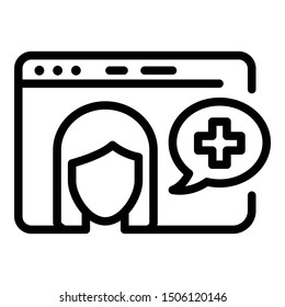 Online doctor icon. Outline online doctor vector icon for web design isolated on white background
