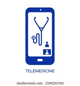 Online Doctor Icon. Remote Healthcare Or Telemedicine Concept. Flat Vector Illustration