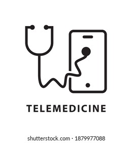 Online Doctor Icon, Telemedicine Or Telehealth Virtual Visit Symbol, Black Isolated On White Background, Vector Illustration.