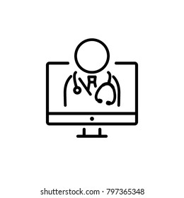 online doctor, icon vector