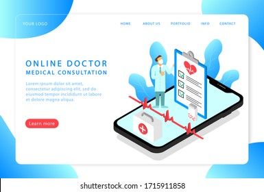 Online doctor and medical consultation. Landing page. Modern web pages for web sites.