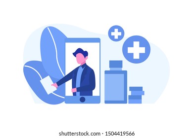 online doctor. online pharmacy concept vector illustration concept for web landing page template, banner, flyer and presentation