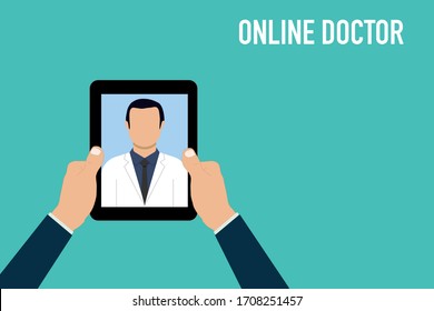 online doctor phone health medical consult vector illustration
