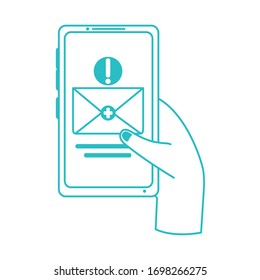 online doctor, smartphone email notification medical covid 19 vector illustration, line style icon
