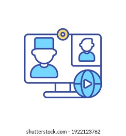 Online doctor support RGB color icon. International health consultation for patients. Video chat with medical professional. E-health, electronic healthcare on internet. Isolated vector illustration