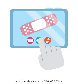 online doctor, tablet computer treatment consultant app medical protection covid 19 vector illustration, flat style icon