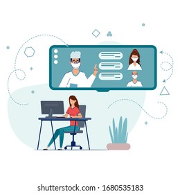 Online Doctor, Telemedicine, Medical Service Online for Patients. Vector illustration Online medical concept. Medical Consultation by Internet with Doctor. Telemedicine concept, Healthcare service.