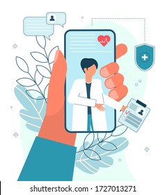 Online Doctor, Telemedicine, Medical Service Online for Patients. Vector illustration Online medical concept. Medical Consultation by Internet with Doctor. Telemedicine concept, Healthcare service.