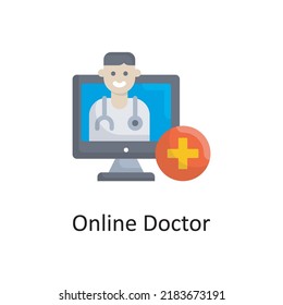 Online Doctor vector flat Icon Design illustration. Miscellaneous Symbol on White background EPS 10 File