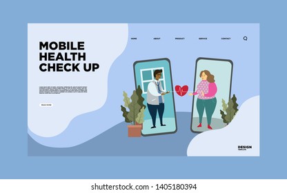 Online doctor vector healthcare illustration concept, patient consultation to the doctor via smartphone, can use for, landing page, template, ui, web, mobile app, poster, banner, flyer, homepage