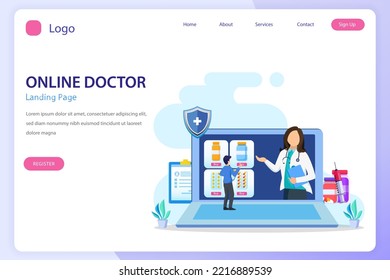 Online doctor vector illustration concept. Online medical consultation and support online