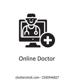 Online Doctor Vector Solid Icon Design Illustration. Miscellaneous Symbol On White Background EPS 10 File