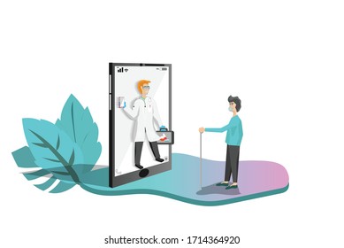 Online doctors application concept vector, patients can consult health through a mobile application.isometric design smartphone,can use for template,banner and logo,vector art and illustration.