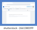 Online document editing application text processors in modern web browser window user interface related to productivity cloud computing and digital work